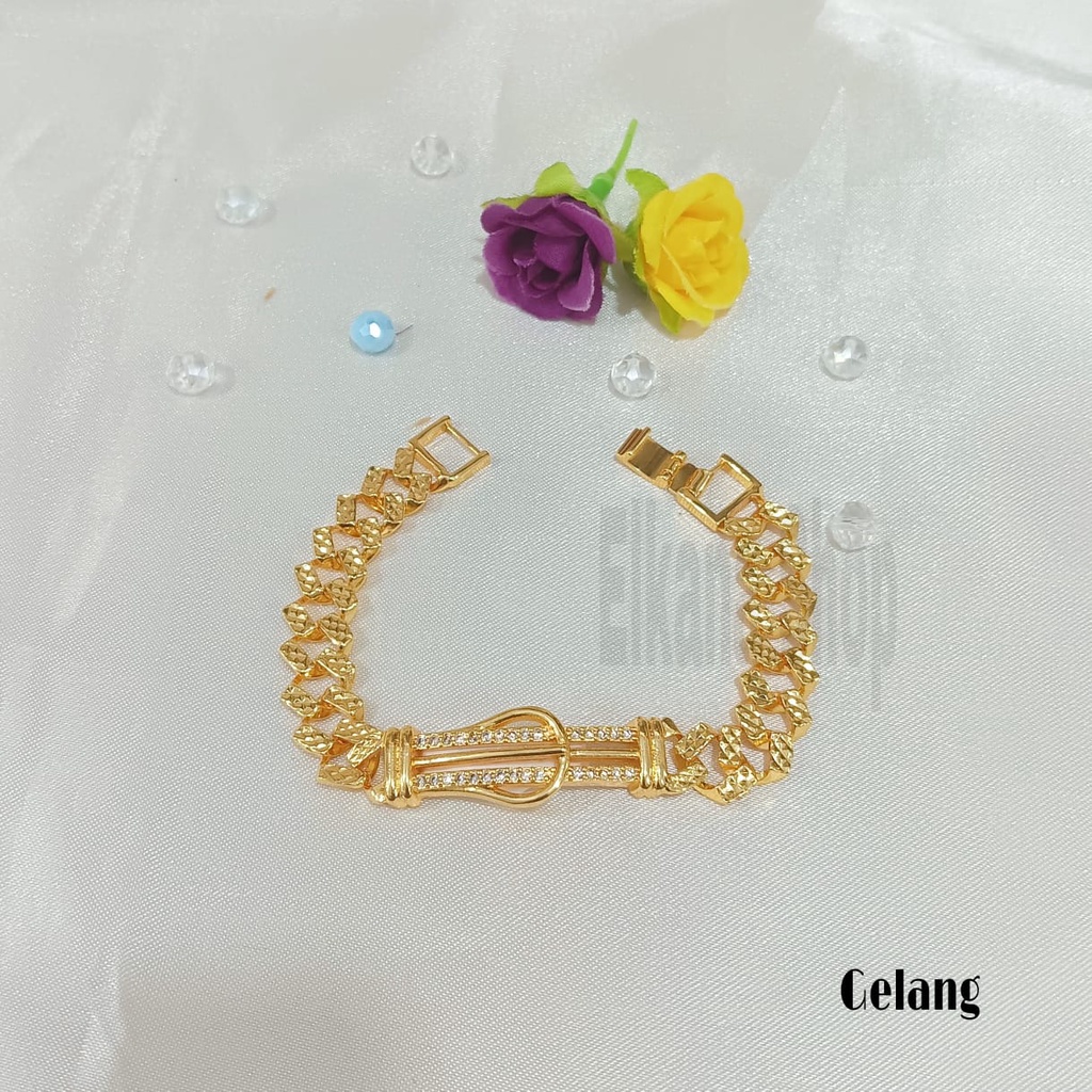 SET GELANG PLAT MLINGKER BERKELAS PERHIASAN ANTI KARAT&amp;ANTI LUNTUR