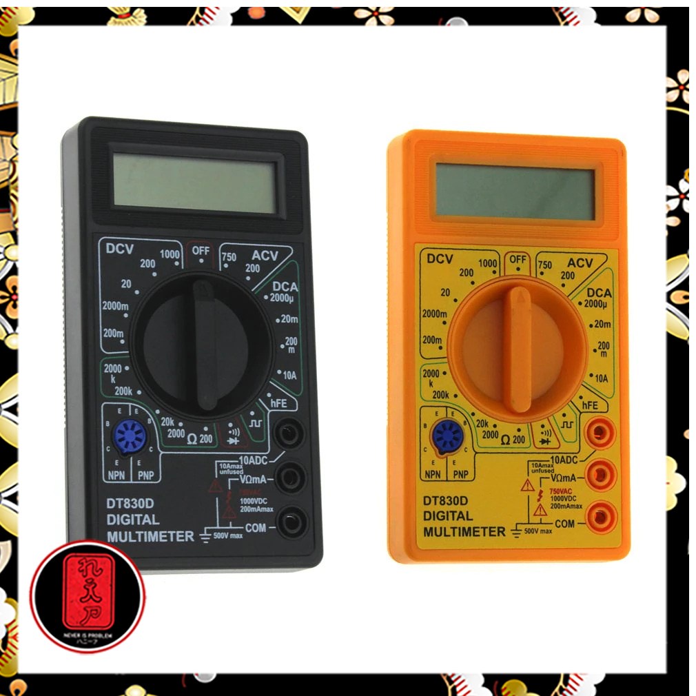 Mini Pocket Digital Multimeter AC/DC Voltage Tester - DT-830D - Yellow