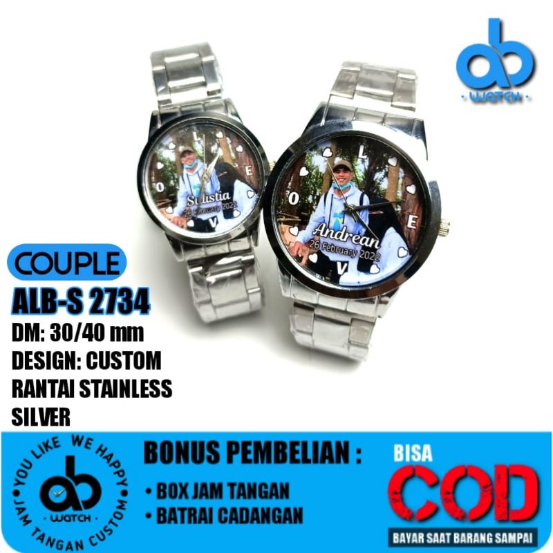 Jam Tangan Couple Custom Foto Bisa Request Desain | FREE BOX DAN BATERAI CADANGAN