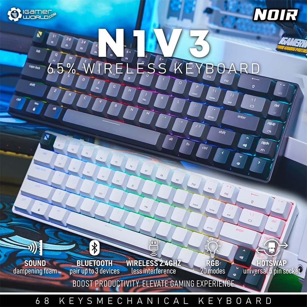 Noir N1v3 / N1 65% Wireless Hotswap Mechanical Gaming Keyboard