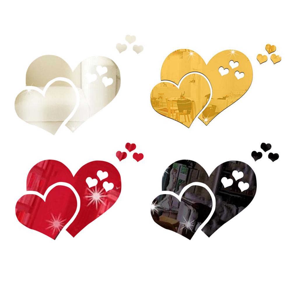 3d Mirror Wall Stickers Love Heart Decal Diy Home Bedroom Art