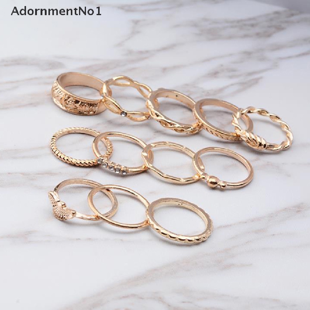 (AdornmentNo1) 12pcs / set Cincin Gaya Punk / Gotik Untuk Wanita