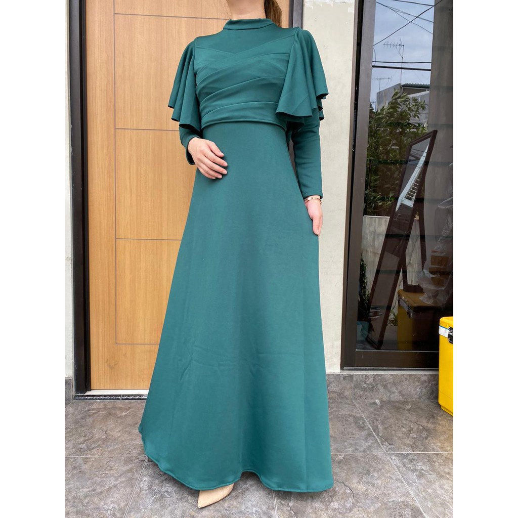 Jessicacollectionn 734# dress maxi import scuba/ clara maxi dress-Hijau