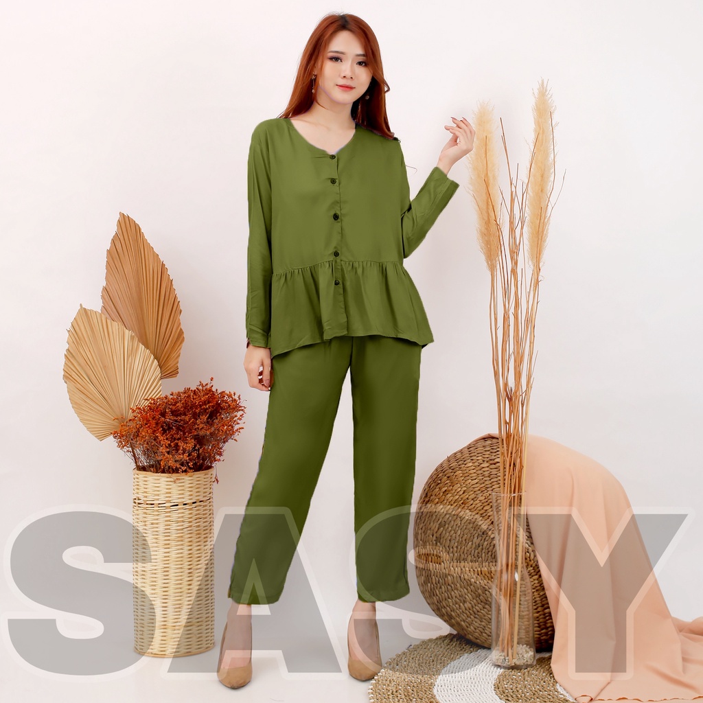 SETELAN WANITA TERBARU / SETELAN WANITA KEKINIAN / SETELAN WANITA LENGAN PANJANG / BAJU ONE SET WANITA  / SET WANITA PREMIUM / SETELAN KOREAN STYLE WANITA / DAILY HOME WEAR ONE SET / PIYAMA RAYON PAJAMAS RAYON SET BAJU WANITA VIRAL