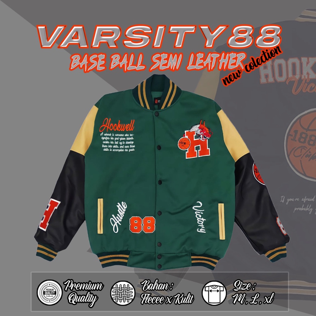 VASRITY SEMI KULIT VARSITY HOOKWEELL VARSITY JAKET