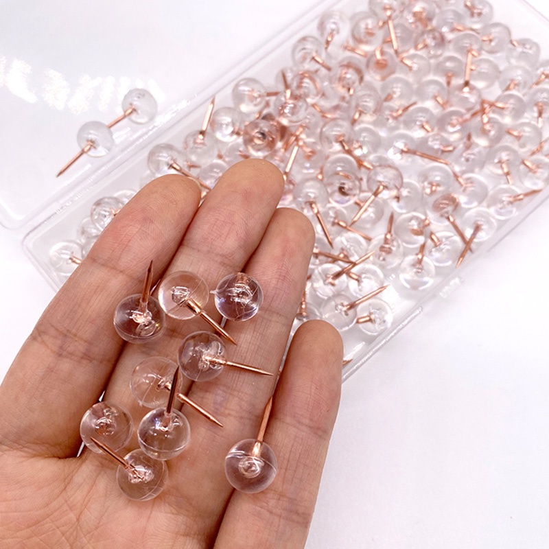 100 Pcs Creative Transparent Ball Pushpins Photo Wall Decoration Nails