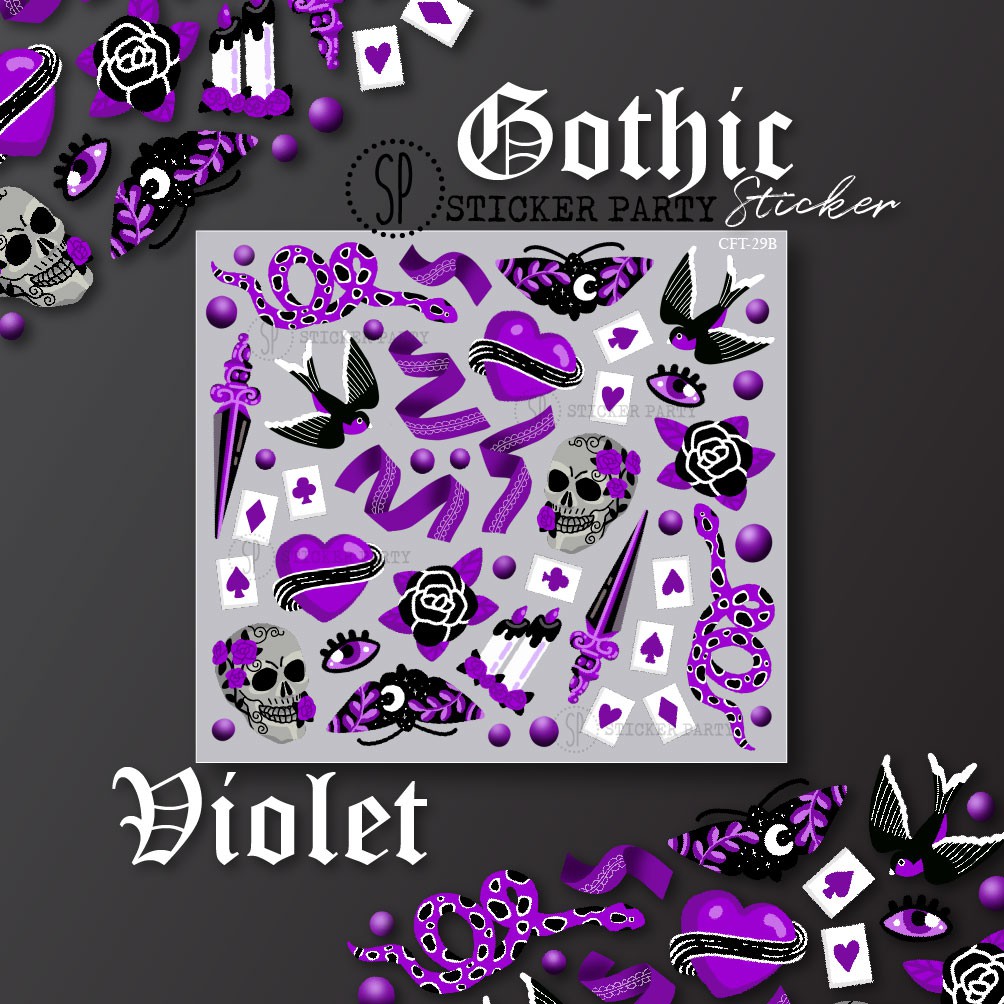 

[Sticker Party] Stiker Tema Gothic Dark Polco Deco Kpop Toploader Purple, Red, Yellow, Grey CFT29