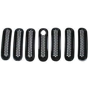 Trim Front Grille Cover Insert Mesh Grill [7 PCS and Hole] - BLACK [8000401]