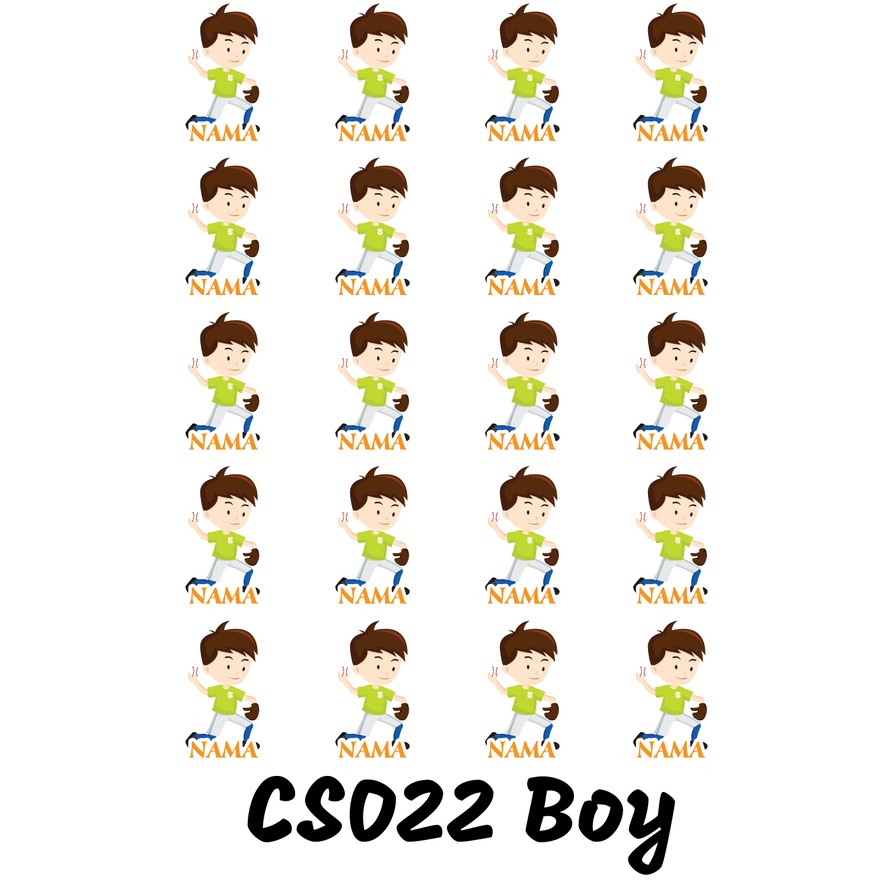 

Sticker Nama Cutting Label Waterproof Tahan Air Boy Sport 22 (CS022)