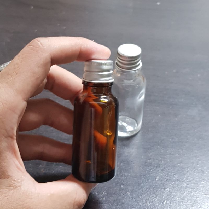 botol kaca 20ml tebal tutup ulir / botol kaca tutup ulir almunium