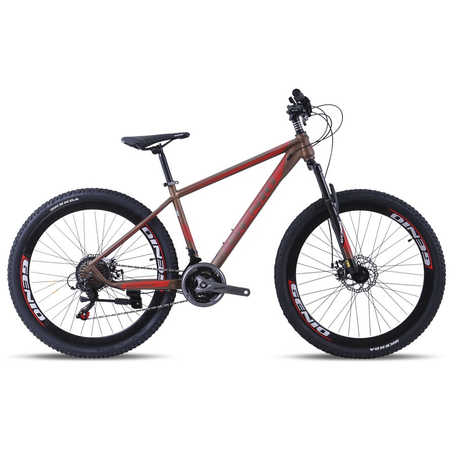 Gojek Instan Sepeda Gunung 27.5 inch MTB Genio 349 M349 Hi-Teen Steel 24 speed Garansi-brown red