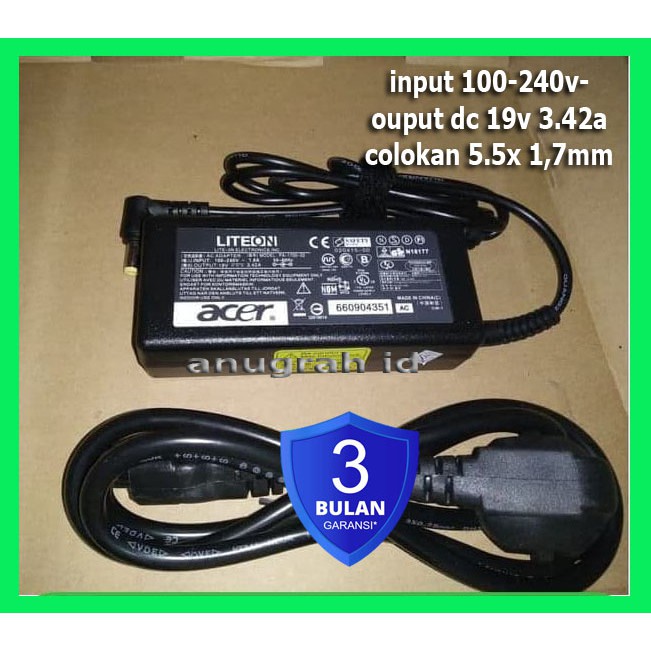 Adaptor Charger Carger Casan Laptop Acer Aspire 19V-3.42A