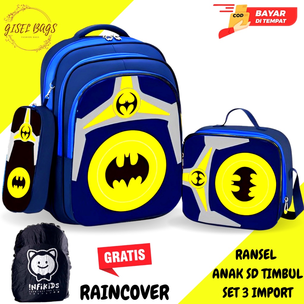 GB Tas ransel anak laki laki tas ransel sekolah import tas ransel 3 set gambar timbul