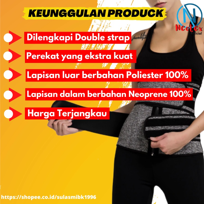 KORSET PERUT PEMBAKAR LEMAK WAIST BELT TRIMMER DOUBLE STRAP