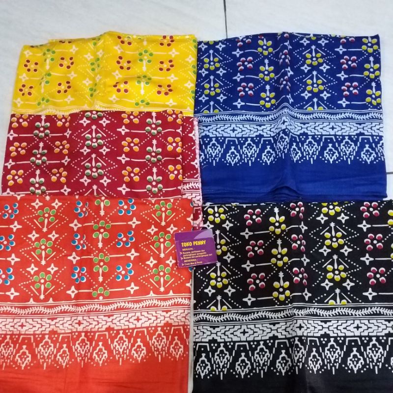kain cinde lembaran merah orange biru hitam kuning