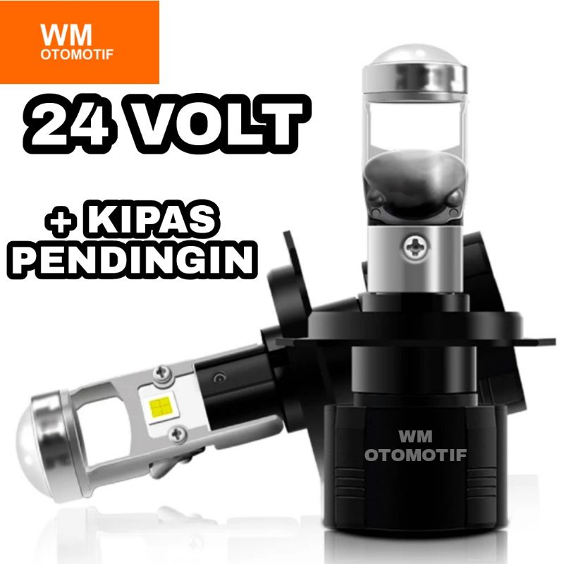 Lampu LED Utama 24 Volt Projector Mini Depan H6 H7 H4 Truk Bus Canter Fuso Tronton Kipas RHD LHB Bi H5 H8 Bohlam Truck Bis Projie Cut Off High Low 24V Jauh Dekat Hi Lo Mini Driving Light Laser Headlamp Putih Pendingin Plus External Driver