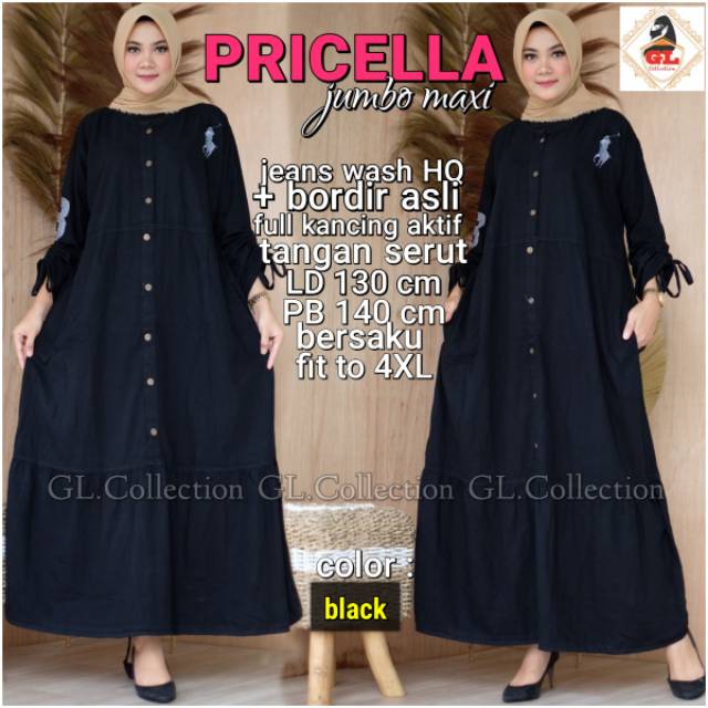 Gamis jeans jumbo XXXL LD 130 pricella maxy ORIGINAL by GL