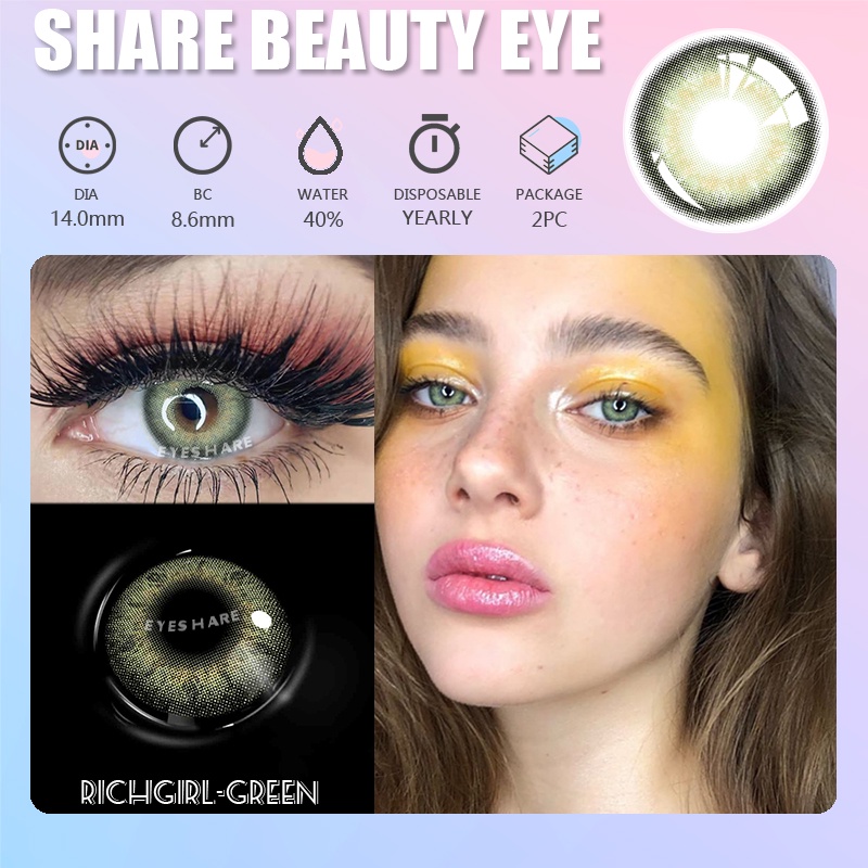 Exoticon Soflen Model Terbaru 2023 COD Fashion Softlens Murah Lensa Kontak Warna Alami Lensa Kontak Hijau - RICH GIRL Natural Eyes