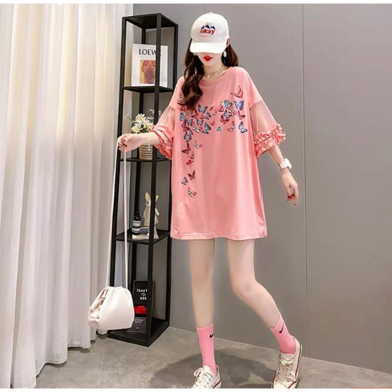 MDLV ~ 8318 PAPILIO OVERSIZED TEE // ATASAN OVERSIZE // KAOS UKURAN BESAR // FASHION IMPORT WANITA