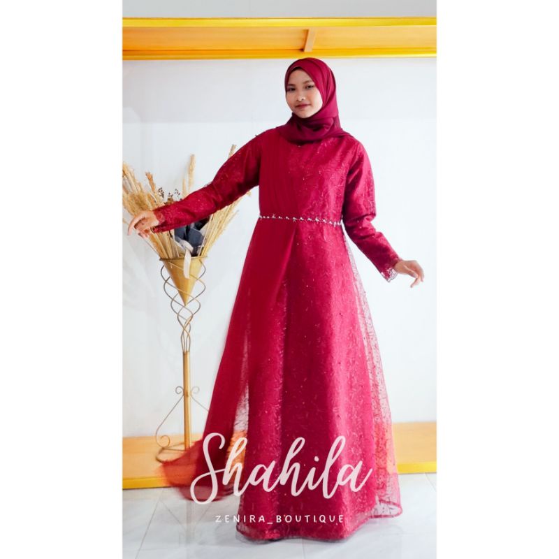 SHAHILA DRESS brokat remaja / baju pesta / gamis kondangan / wisuda / bridesmaids tersedia ukuran kecil hingga jumbo