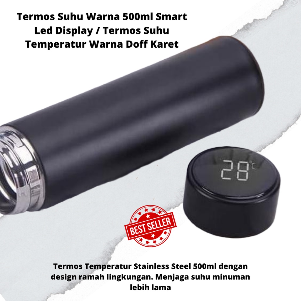 Termos Mini LED [Gratis Bubble] Termos Suhu 500ml / Smart Led display suhu temperatur warna doff karet