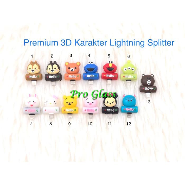 3D Karakter 2in1 Iphone Lightning Splitter / Adapter / Connector