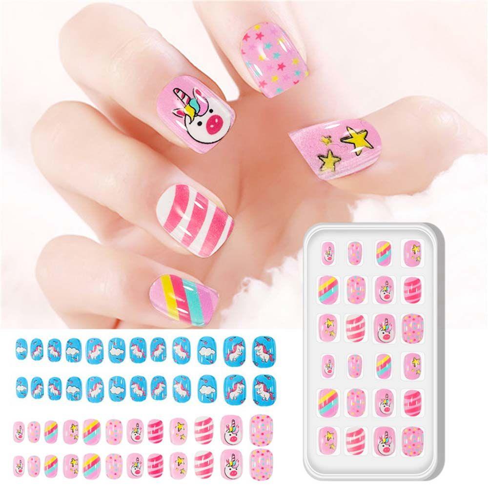 Agustina Anak Kuku Palsu Indah Alat Manicure Kartun Perekat Belakang DIY Nail Art