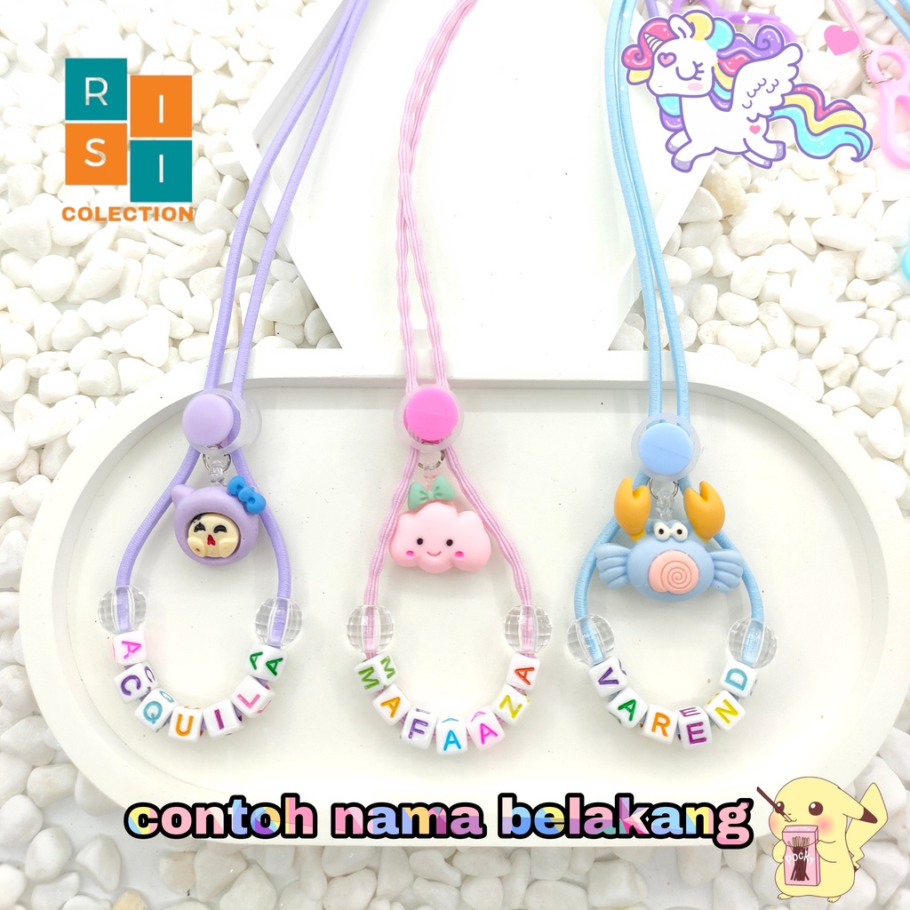 Tali Strap Konektor Masker Hijab 2in1 Anak Dewasa Custom Nama Karakter Lucu