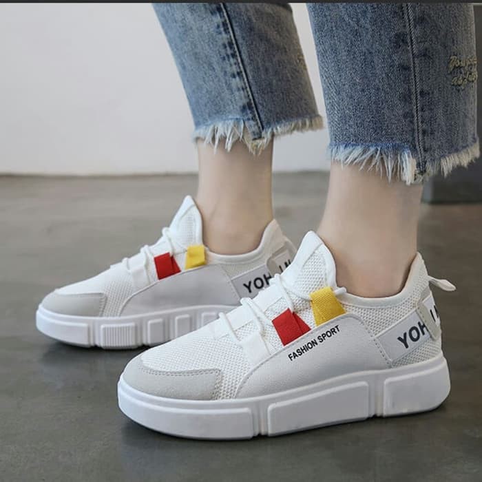 Sneakers Wanita Sporty Korea Import. Sneakers Cewek Sepatu Kets 4396PH Sepatu Kets A01 Putih - Putih