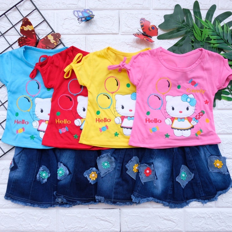 setelan rok levis anak perempuan ukuran 0