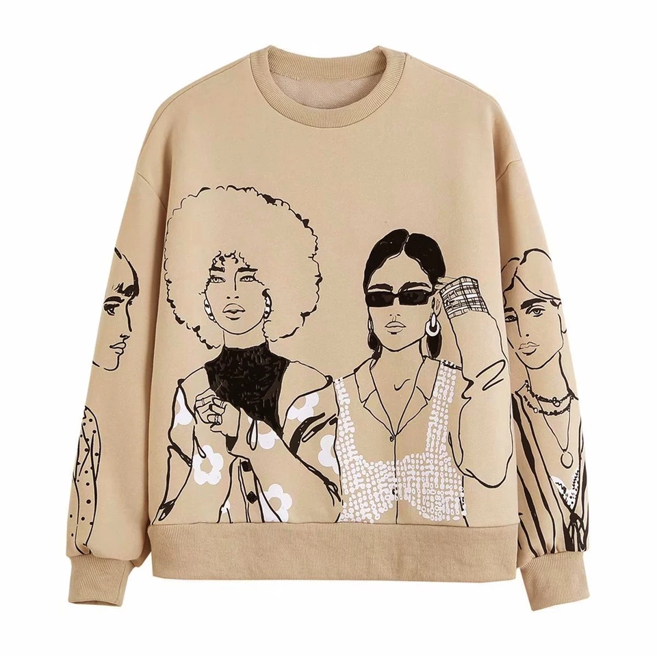 BEFAST - ZEC OOTD Wanita Sweater AIKAWA / Sweater FLEECE Gil Retro Nude / Sweater Kekinian Wanita Remaja / Sweater keluaran Terbaru 2022 / Sweater Motif / OOTD Ala Style Korean