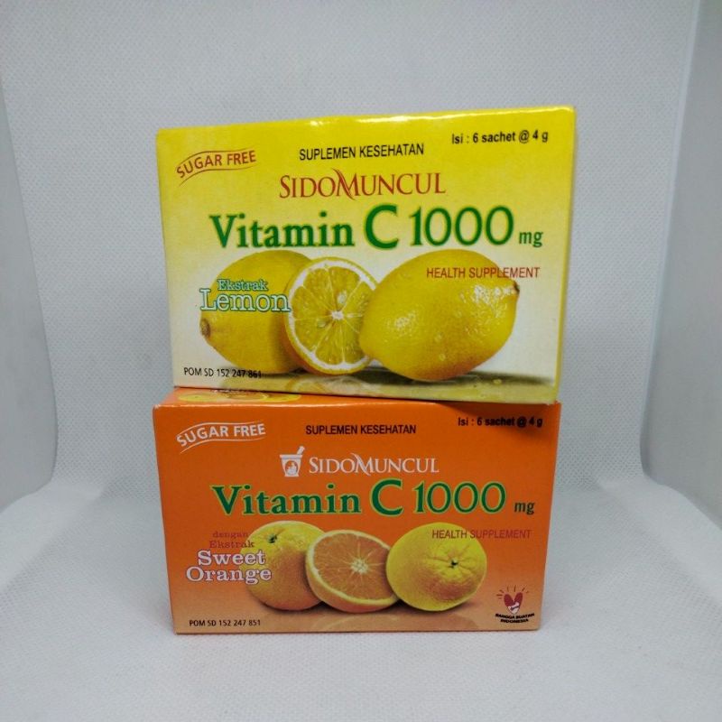 Sidomuncul Vitamin C 1000mg. (Harga perbox, 1box @6saset)