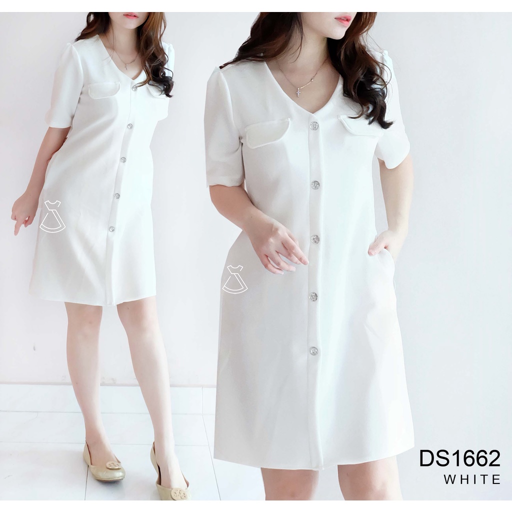 DS1662 - Dress Midi Scuba Dress Wanita Style Casual