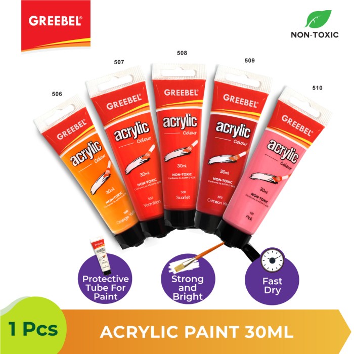 Cat Lukis Akrilik Greebel Tube 30ml Non Toxic 26 Warna