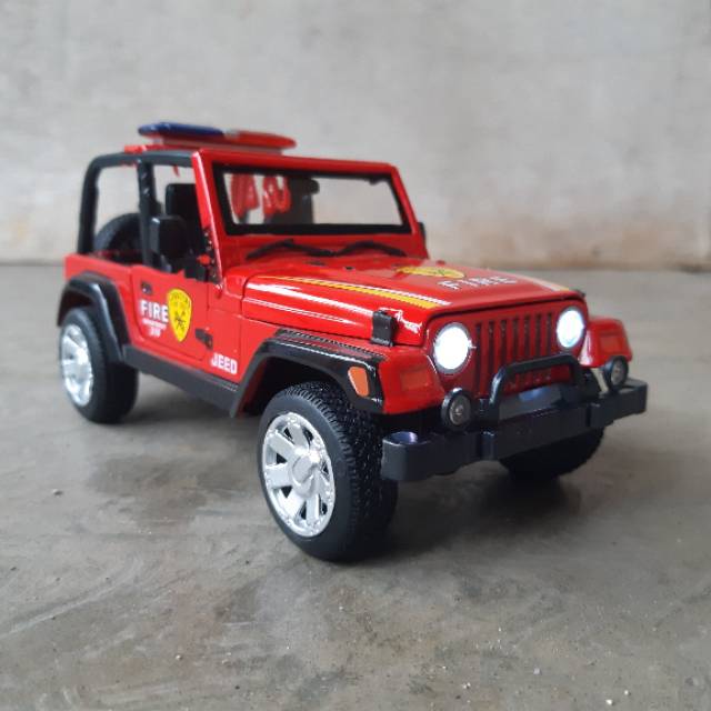 Diecast Jeep Wrangler Fire Alloy - Miniatur Mobil Pemadam Kebakaran