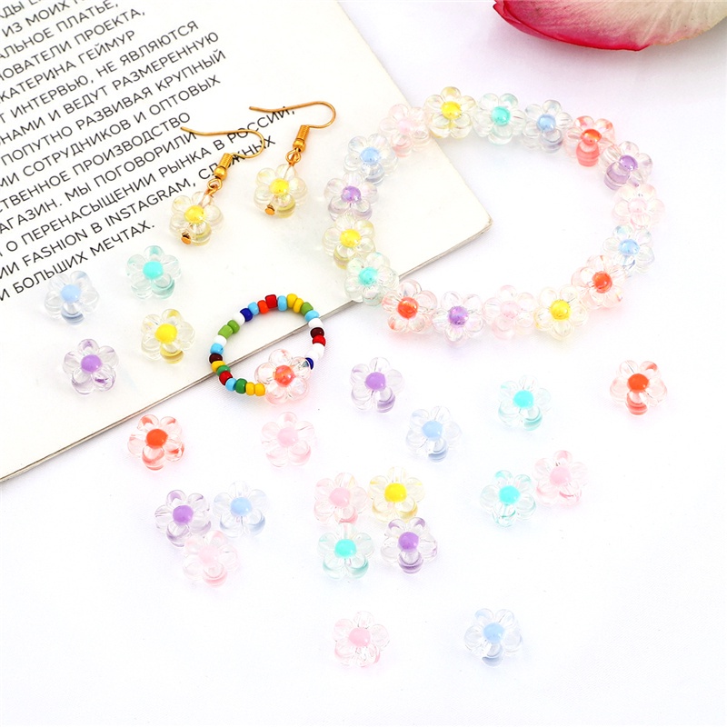 50Pcs 12mm Stars Clear Acrylic Sunflowers Loose Spacer Beads Charms for DIY Jewelry Craft Making Bracelets Handmade Accessories