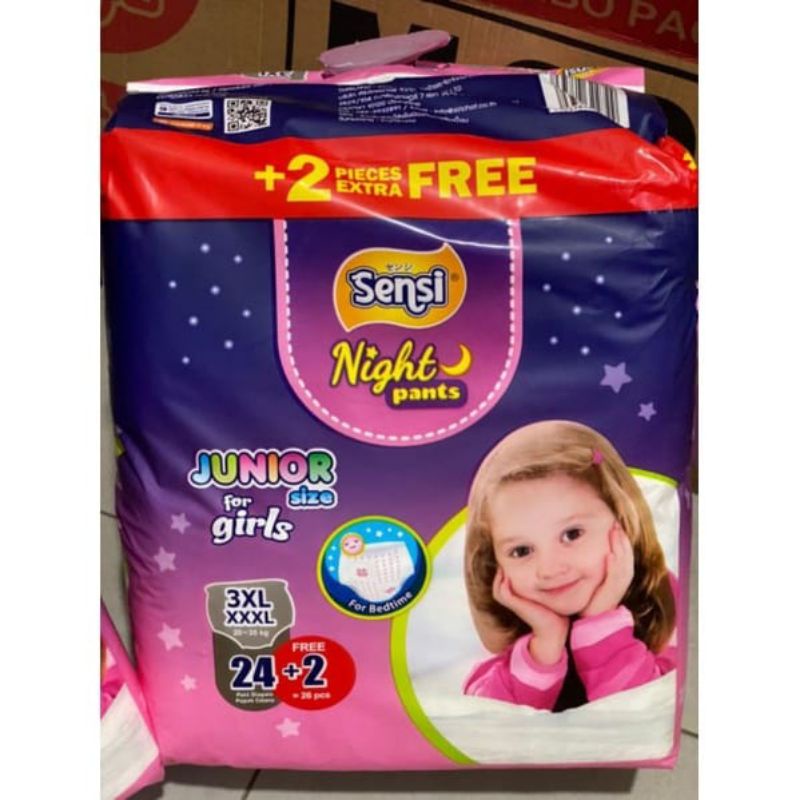 Pampers sensi junior night pants 3XL ( XXXL ) For girls / Pampers anak bigsize