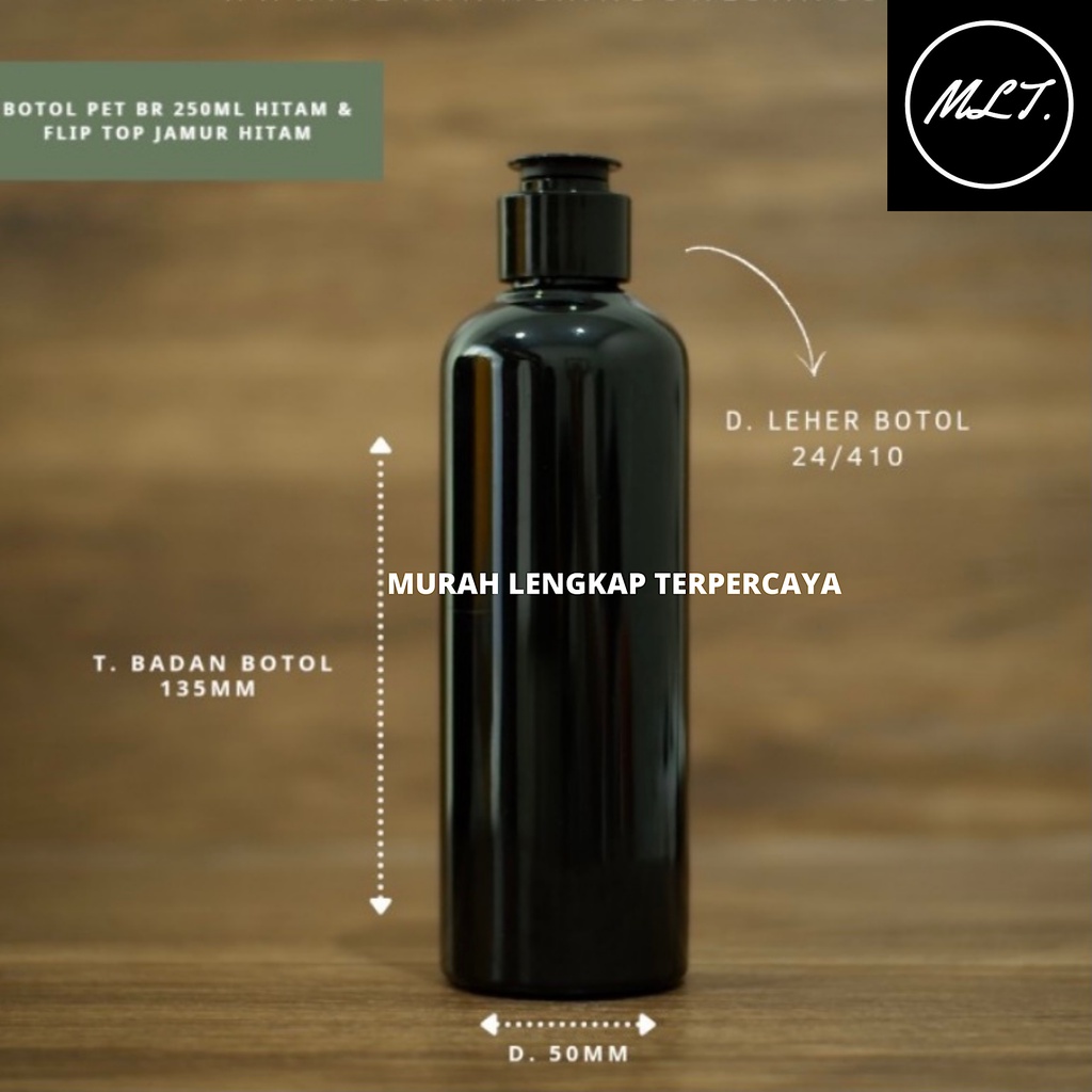 BOTOL FLIP TOP 250ML HITAM FLIPTOP JAMUR / BOTOL 250ML FLIPTOP JAMUR