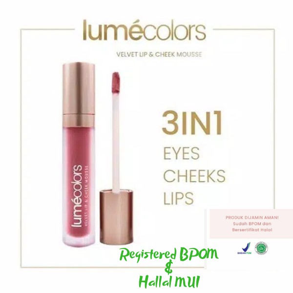 LIPSTIK 3 in 1 Multifungsi: EYESHADOW, BLUSH ON & LIPSTICK LUMECOLORS 100% HALAL MUI resmi BPOM