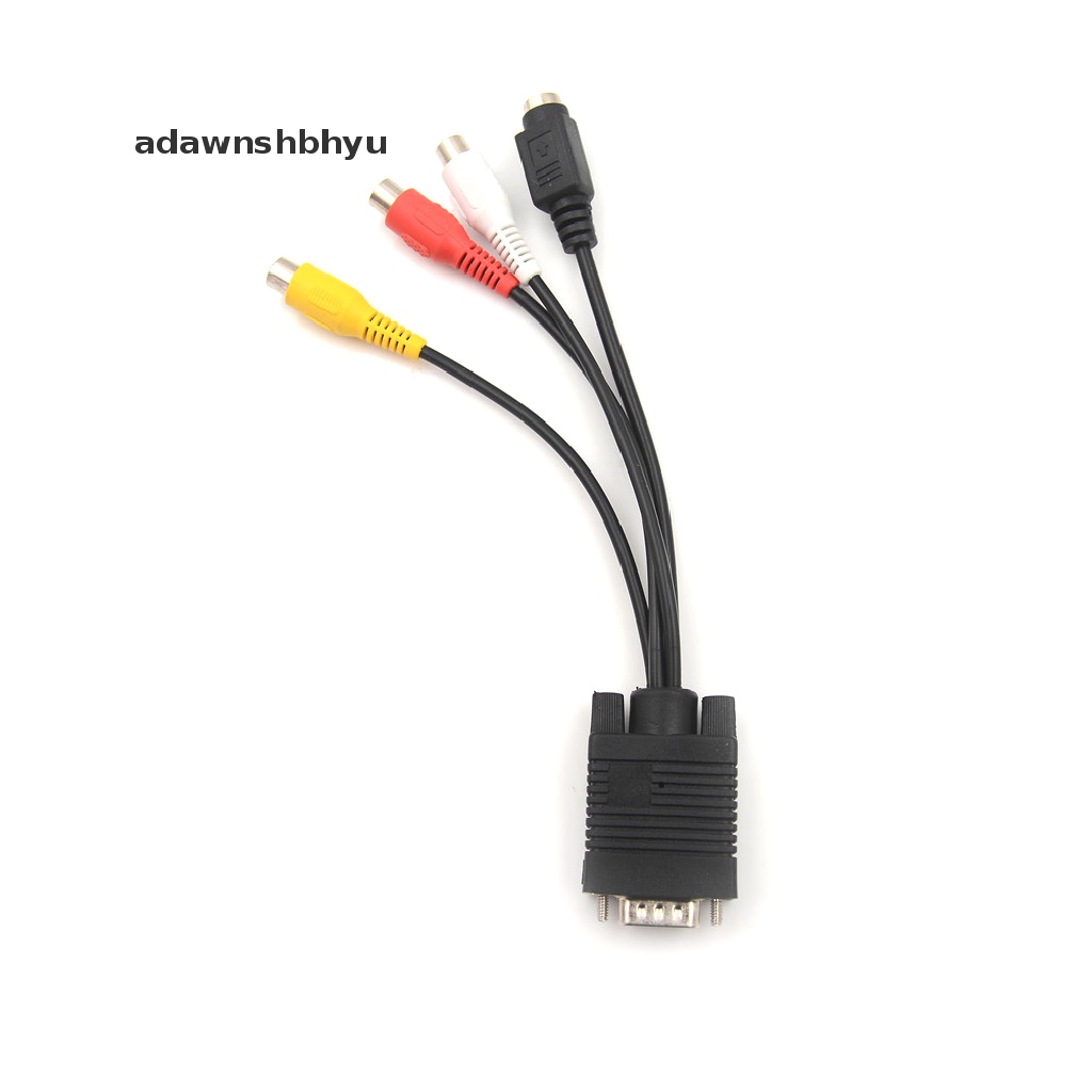 Adawnshbhyu 1pcs Kabel Video Laptop PC HDTV Konektor VGA Male to S-Video Konverter Jack Rca3