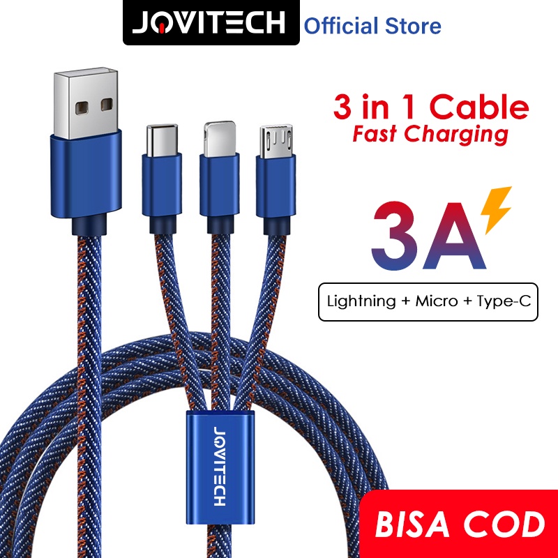 【COD】Jovitech Kabel Charger 3in1 Micro USB Type C  kabel awet dan tahan lama  C8