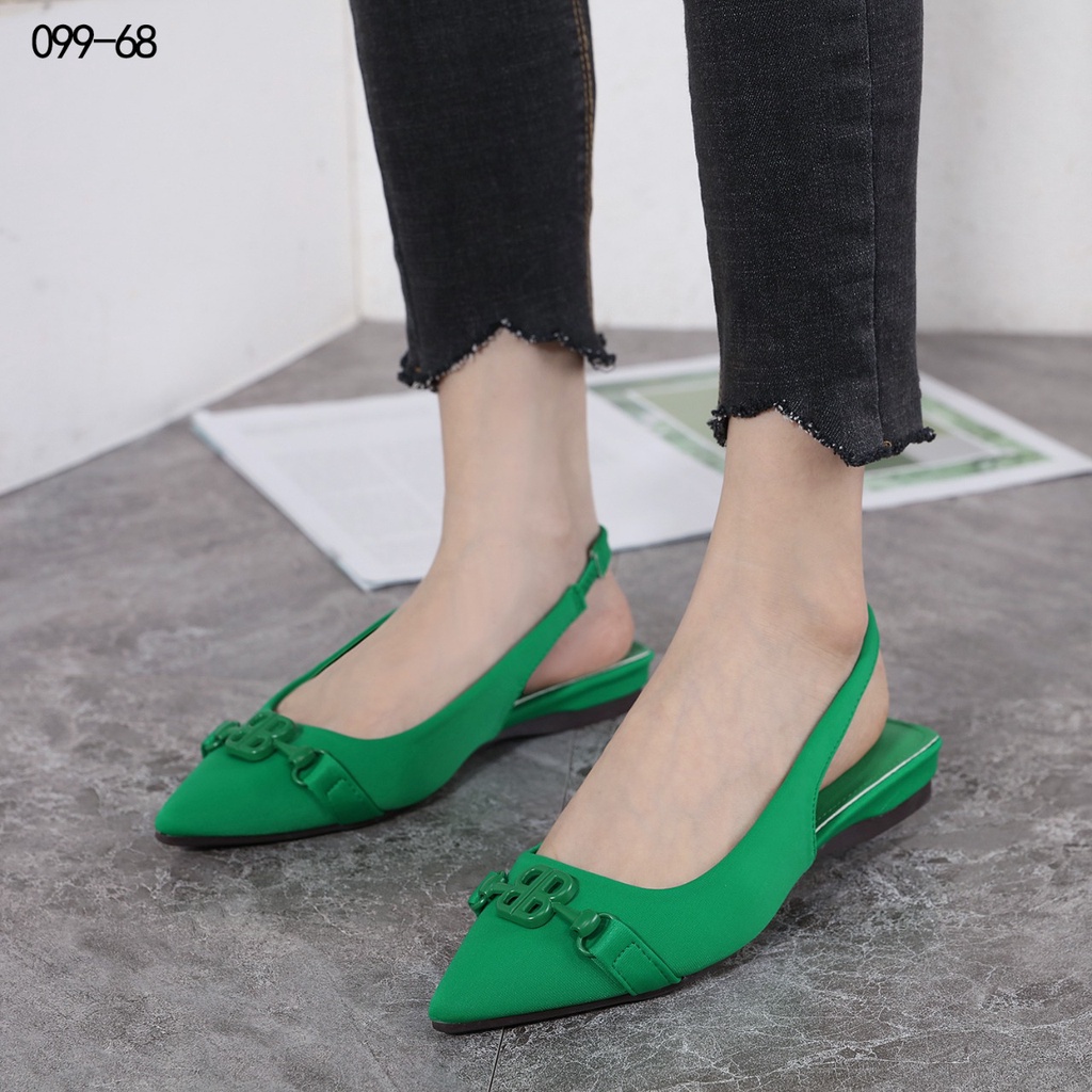 Satin B-Logo Flat Shoes 099-68