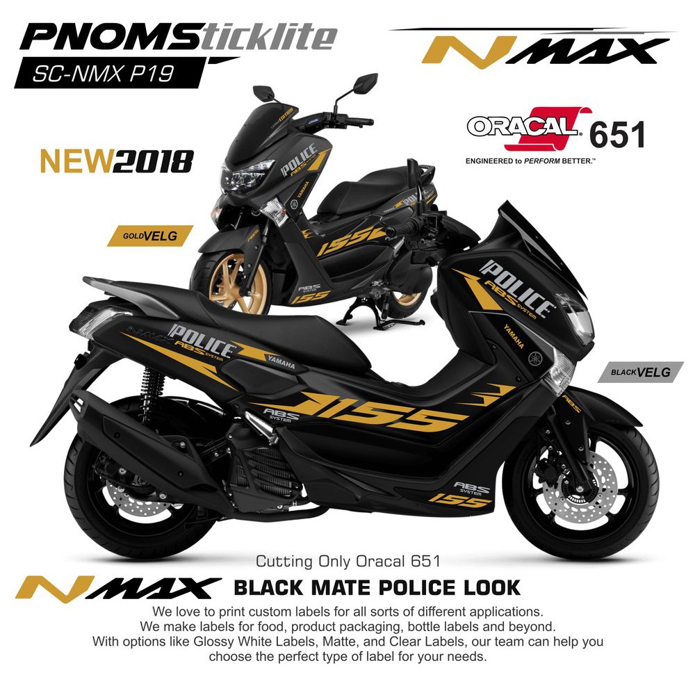 Cutting Sticker Nmax Black Mate 2018 Police