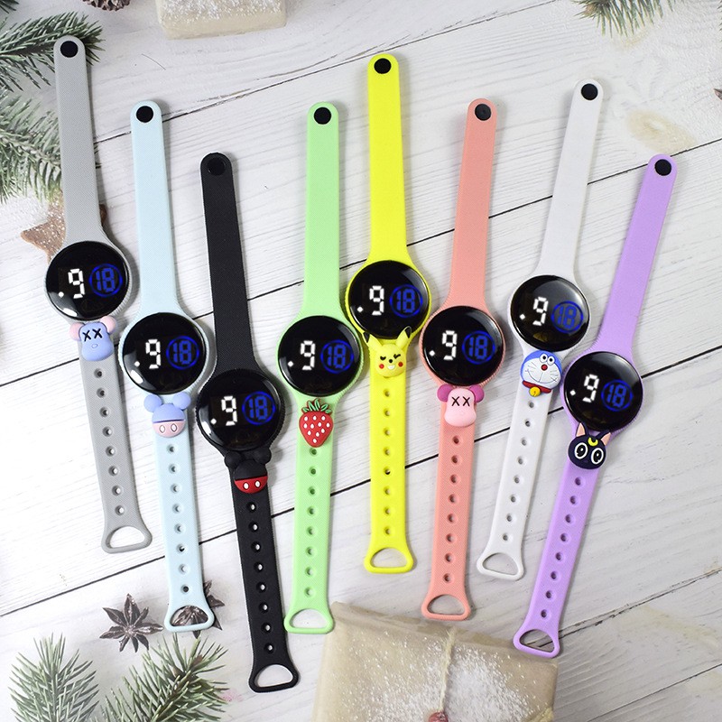 HBS Jam tangan elektronik Jam tangan boneka bulat jam tangan anak-anak plastik renang tahan air 024 - J