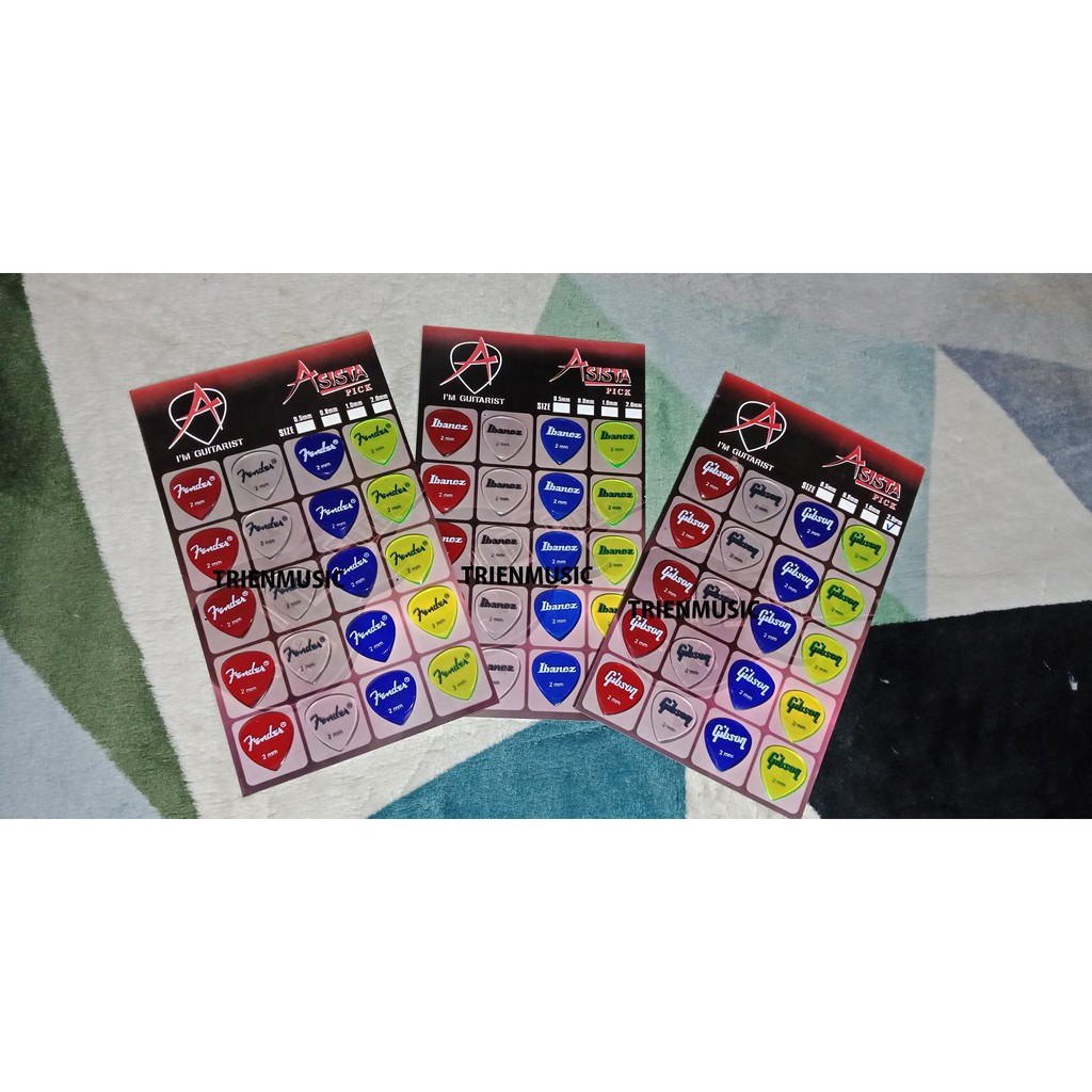 pick gitar klaber gitar ukuran  2mm 0,96mm 0,71mm