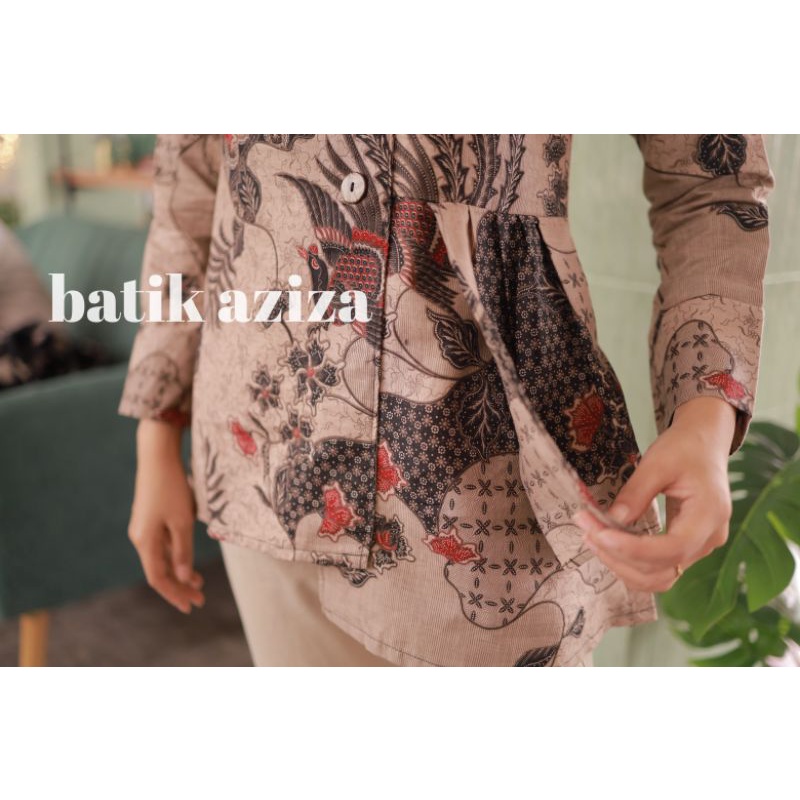 Atasan Batik Wanita Modern Terbaru Blouse Batik Wanita Lengan Panjang Motif Yasmina Batik Aziza