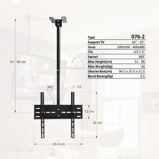 Bracket TV gantung ceiling plafon 076 2 26 55 Tilt Bracket TV gantung ceiling plafon 076 2 26 55 Tilt