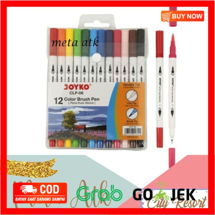 

(BISA COD) Color Brush Pen / Pena Kuas Warna Joyko CLP-06 / 12 Warna