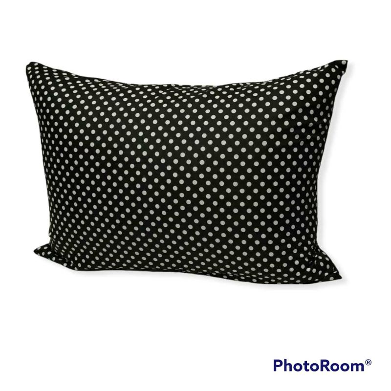 Sarung bantal tidur motif polkadot bahan MIKROTEX model pake RISLETING