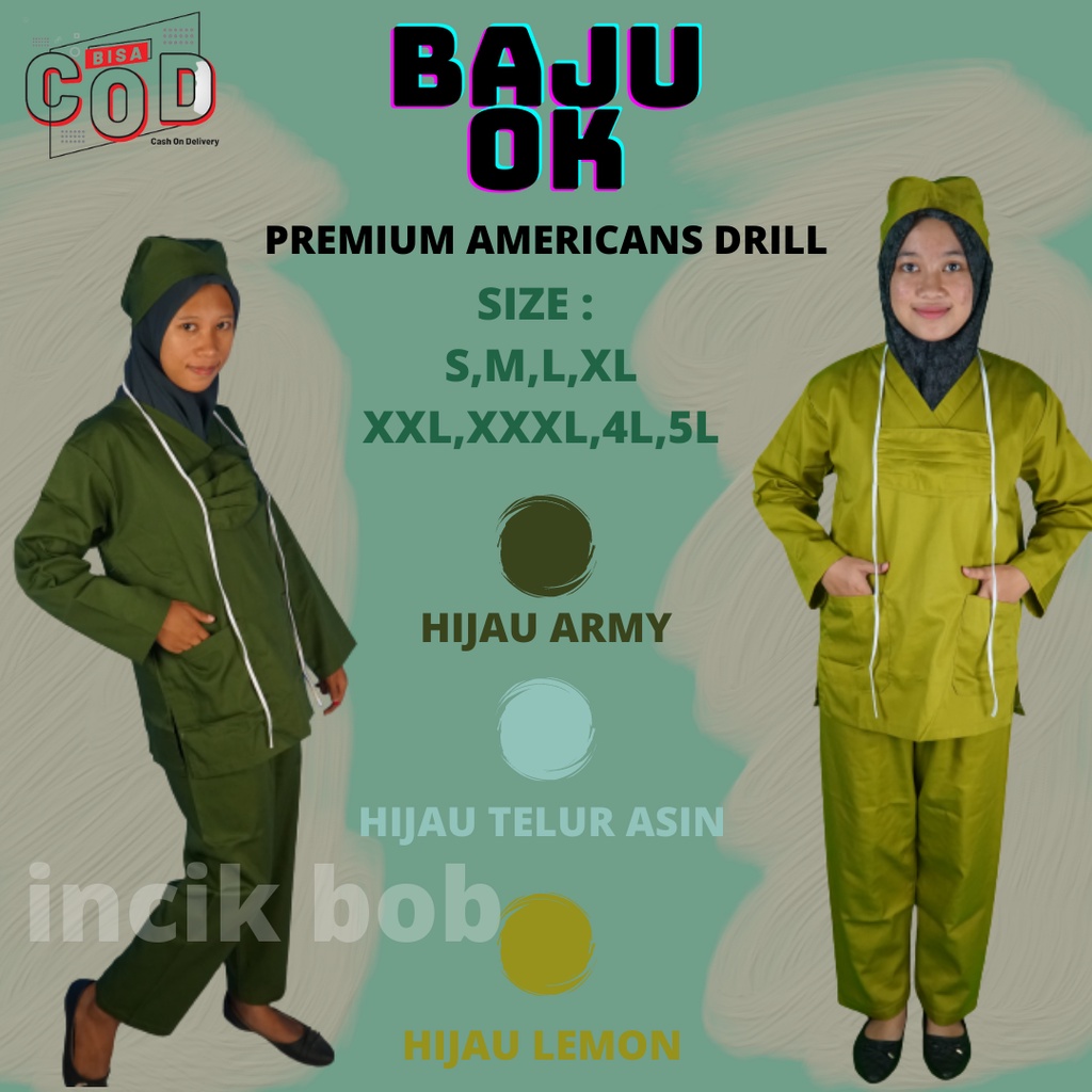Jual Baju OK Medis | Warna( Hijau Army | Hijau Telur Asin | Hijau Lemon